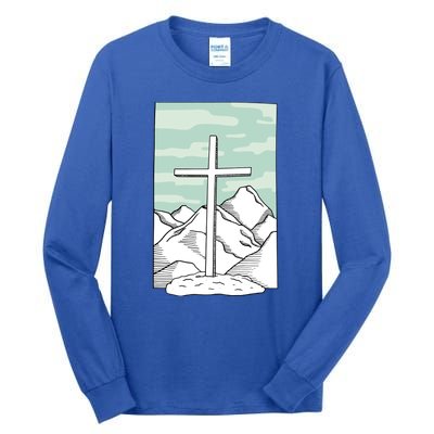 Jesus Mountain Cross Tall Long Sleeve T-Shirt