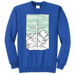 Jesus Mountain Cross Tall Sweatshirt