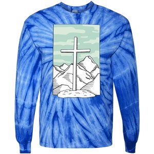 Jesus Mountain Cross Tie-Dye Long Sleeve Shirt