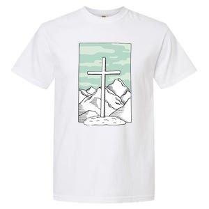 Jesus Mountain Cross Garment-Dyed Heavyweight T-Shirt