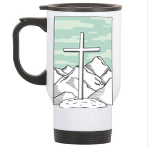 Jesus Mountain Cross Stainless Steel Travel Mug