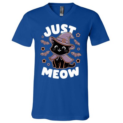 Just Meow Cute Black Cat Halloween Witch Costume Funny Gift V-Neck T-Shirt