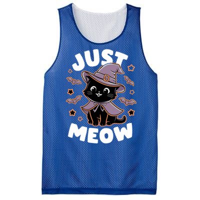 Just Meow Cute Black Cat Halloween Witch Costume Funny Gift Mesh Reversible Basketball Jersey Tank