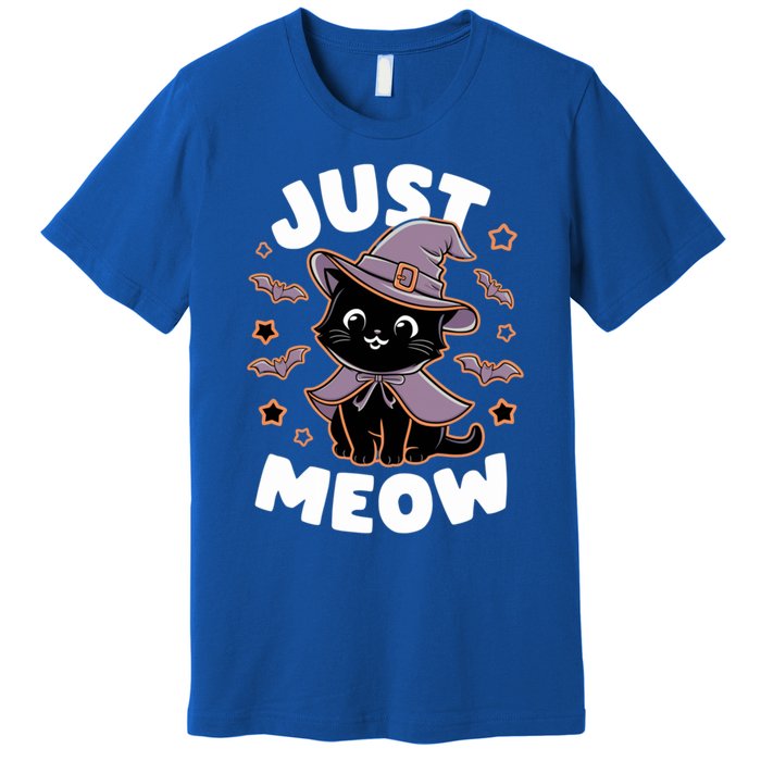 Just Meow Cute Black Cat Halloween Witch Costume Funny Gift Premium T-Shirt