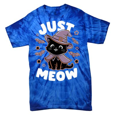 Just Meow Cute Black Cat Halloween Witch Costume Funny Gift Tie-Dye T-Shirt