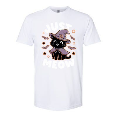 Just Meow Cute Black Cat Halloween Witch Costume Funny Gift Softstyle CVC T-Shirt