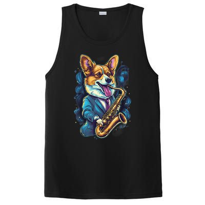 Jazz Musician Corgi Dog Saxophone PosiCharge Competitor Tank