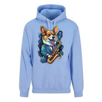 Jazz Musician Corgi Dog Saxophone Unisex Surf Hoodie