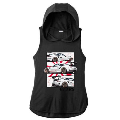 Jdm Motorsports Car Drift Gt3 Rs Car Comic Style Japan Ladies PosiCharge Tri-Blend Wicking Draft Hoodie Tank