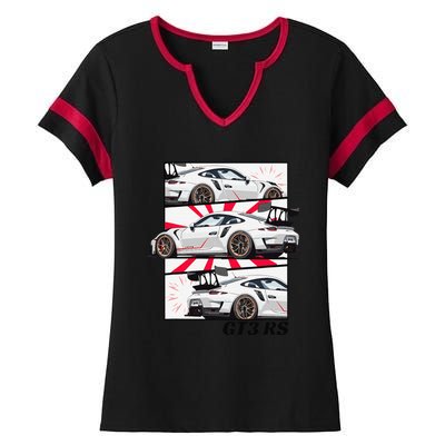 Jdm Motorsports Car Drift Gt3 Rs Car Comic Style Japan Ladies Halftime Notch Neck Tee