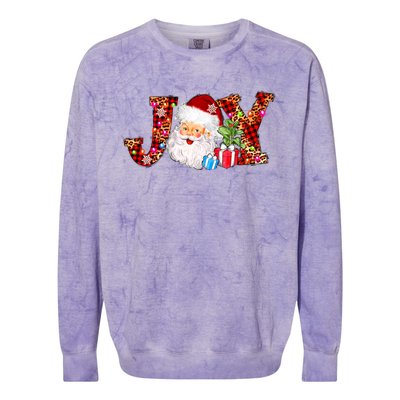 Joy Merry Christmas Santa Claus Xmas Lights Buffalo Plaid Gift Colorblast Crewneck Sweatshirt