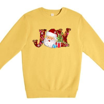 Joy Merry Christmas Santa Claus Xmas Lights Buffalo Plaid Gift Premium Crewneck Sweatshirt