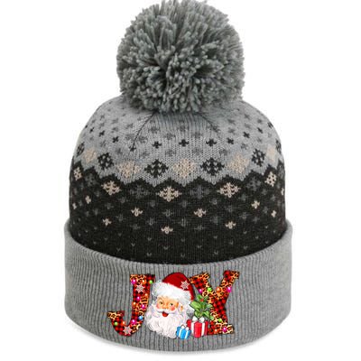 Joy Merry Christmas Santa Claus Xmas Lights Buffalo Plaid Gift The Baniff Cuffed Pom Beanie