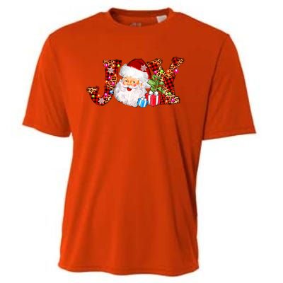 Joy Merry Christmas Santa Claus Xmas Lights Buffalo Plaid Gift Cooling Performance Crew T-Shirt