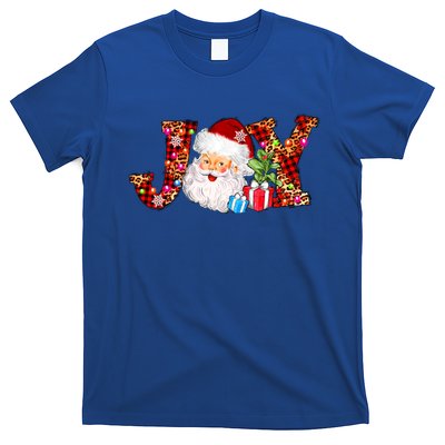 Joy Merry Christmas Santa Claus Xmas Lights Buffalo Plaid Gift T-Shirt