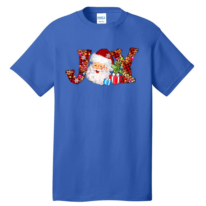 Joy Merry Christmas Santa Claus Xmas Lights Buffalo Plaid Gift Tall T-Shirt