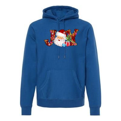 Joy Merry Christmas Santa Claus Xmas Lights Buffalo Plaid Gift Premium Hoodie