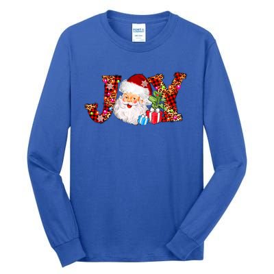 Joy Merry Christmas Santa Claus Xmas Lights Buffalo Plaid Gift Tall Long Sleeve T-Shirt