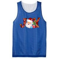 Joy Merry Christmas Santa Claus Xmas Lights Buffalo Plaid Gift Mesh Reversible Basketball Jersey Tank