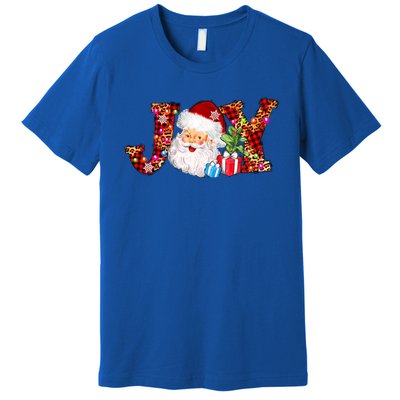 Joy Merry Christmas Santa Claus Xmas Lights Buffalo Plaid Gift Premium T-Shirt