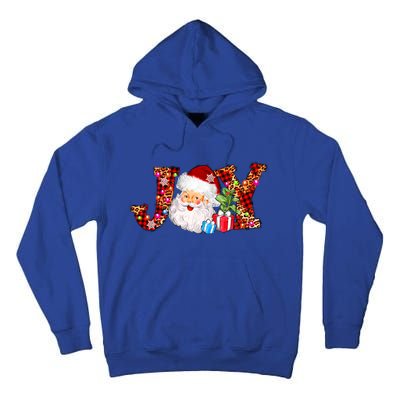 Joy Merry Christmas Santa Claus Xmas Lights Buffalo Plaid Gift Tall Hoodie