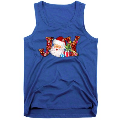 Joy Merry Christmas Santa Claus Xmas Lights Buffalo Plaid Gift Tank Top