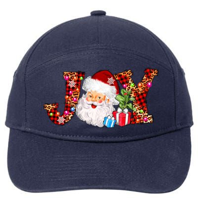 Joy Merry Christmas Santa Claus Xmas Lights Buffalo Plaid Gift 7-Panel Snapback Hat