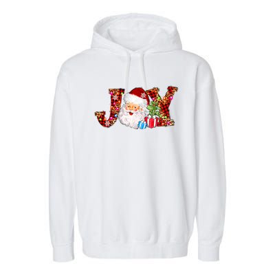 Joy Merry Christmas Santa Claus Xmas Lights Buffalo Plaid Gift Garment-Dyed Fleece Hoodie