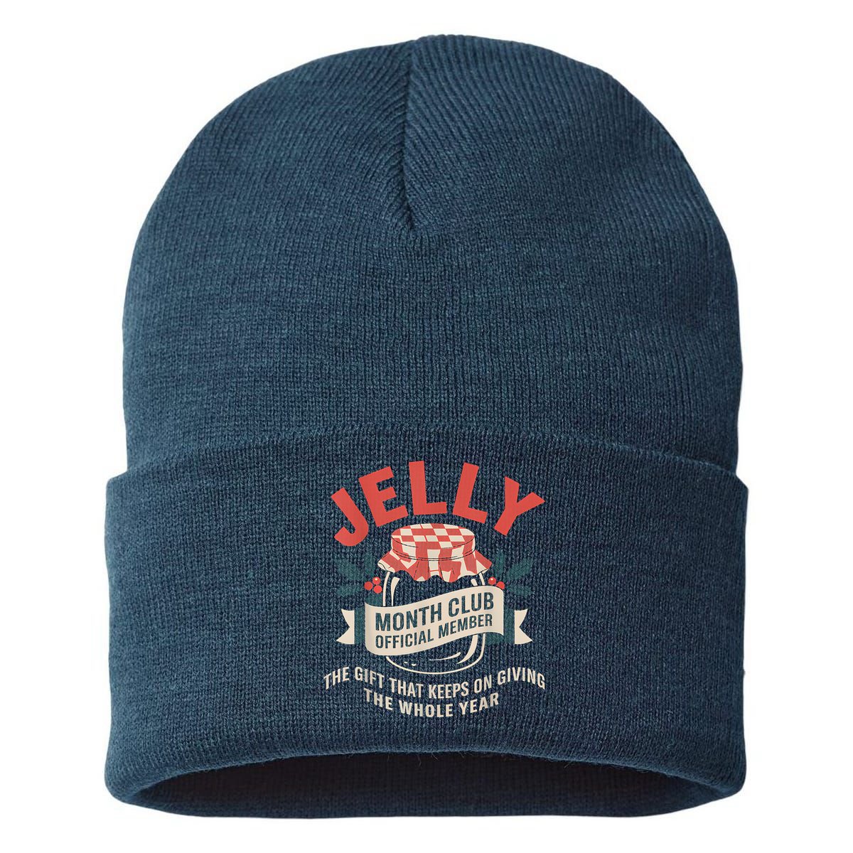 Jelly Month Club Member Funny Foodie Gift Idea Sustainable Knit Beanie