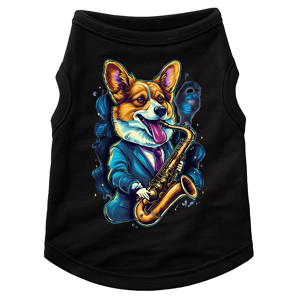Jazz Musician Corgi Dog Saxophone Doggie Tank
