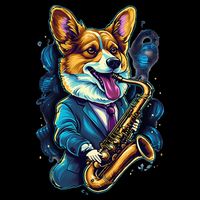 Jazz Musician Corgi Dog Saxophone Sustainable Bucket Hat