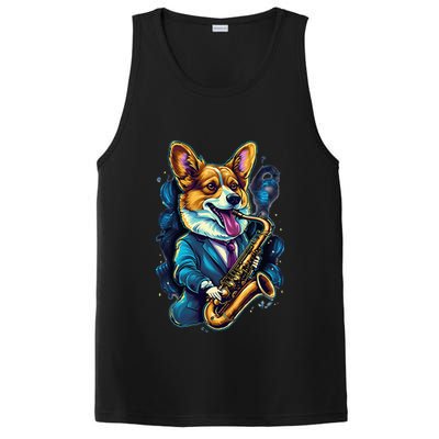 Jazz Musician Corgi Dog Saxophone PosiCharge Competitor Tank