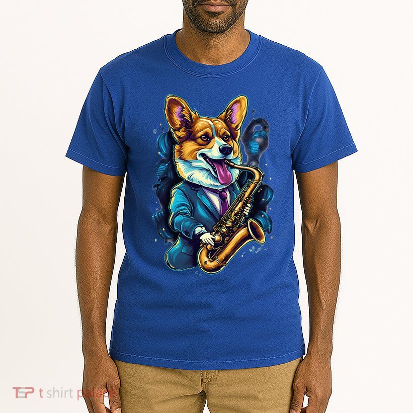 Jazz Musician Corgi Dog Saxophone Tall T-Shirt