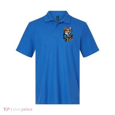Jazz Musician Corgi Dog Saxophone Polo