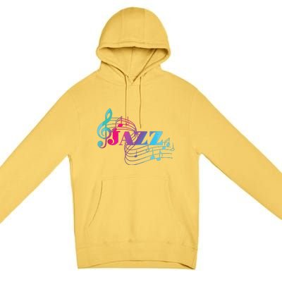 Jazz Musician Colorful Sheet Music Jazz Notes Premium Pullover Hoodie