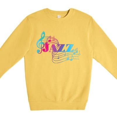 Jazz Musician Colorful Sheet Music Jazz Notes Premium Crewneck Sweatshirt