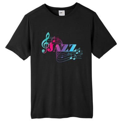 Jazz Musician Colorful Sheet Music Jazz Notes Tall Fusion ChromaSoft Performance T-Shirt