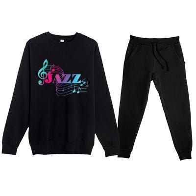 Jazz Musician Colorful Sheet Music Jazz Notes Premium Crewneck Sweatsuit Set