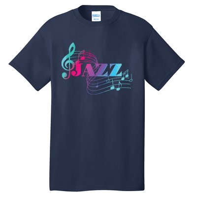 Jazz Musician Colorful Sheet Music Jazz Notes Tall T-Shirt