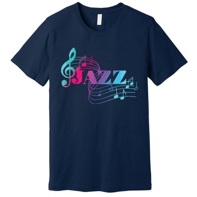 Jazz Musician Colorful Sheet Music Jazz Notes Premium T-Shirt