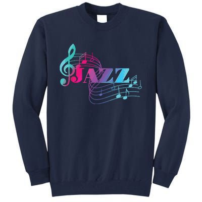 Jazz Musician Colorful Sheet Music Jazz Notes Tall Sweatshirt