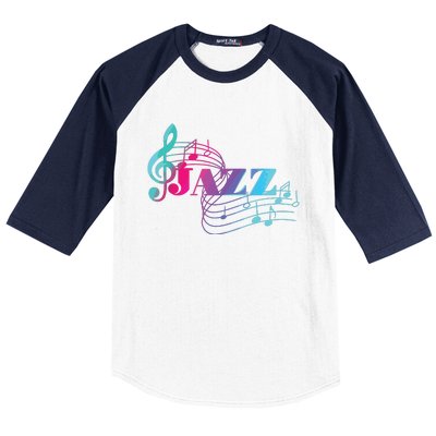 Jazz Musician Colorful Sheet Music Jazz Notes Baseball Sleeve Shirt