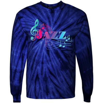 Jazz Musician Colorful Sheet Music Jazz Notes Tie-Dye Long Sleeve Shirt