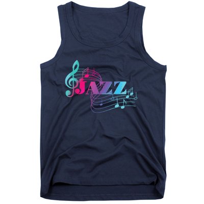 Jazz Musician Colorful Sheet Music Jazz Notes Tank Top