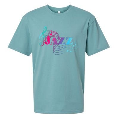 Jazz Musician Colorful Sheet Music Jazz Notes Sueded Cloud Jersey T-Shirt