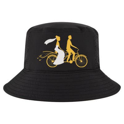 Just Married Couple Tandem Bike Wedding Anniversary Marriage Cool Comfort Performance Bucket Hat