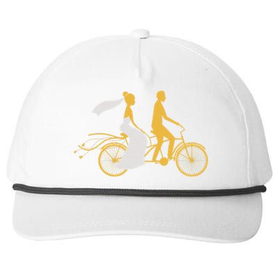 Just Married Couple Tandem Bike Wedding Anniversary Marriage Snapback Five-Panel Rope Hat