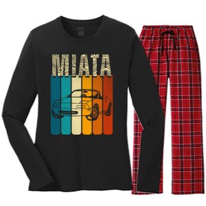 Japanese Miata Car Retro Sports Car Legend 90s Women's Long Sleeve Flannel Pajama Set 