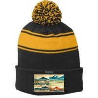 Japanese Mountain Copy Stripe Pom Pom Beanie