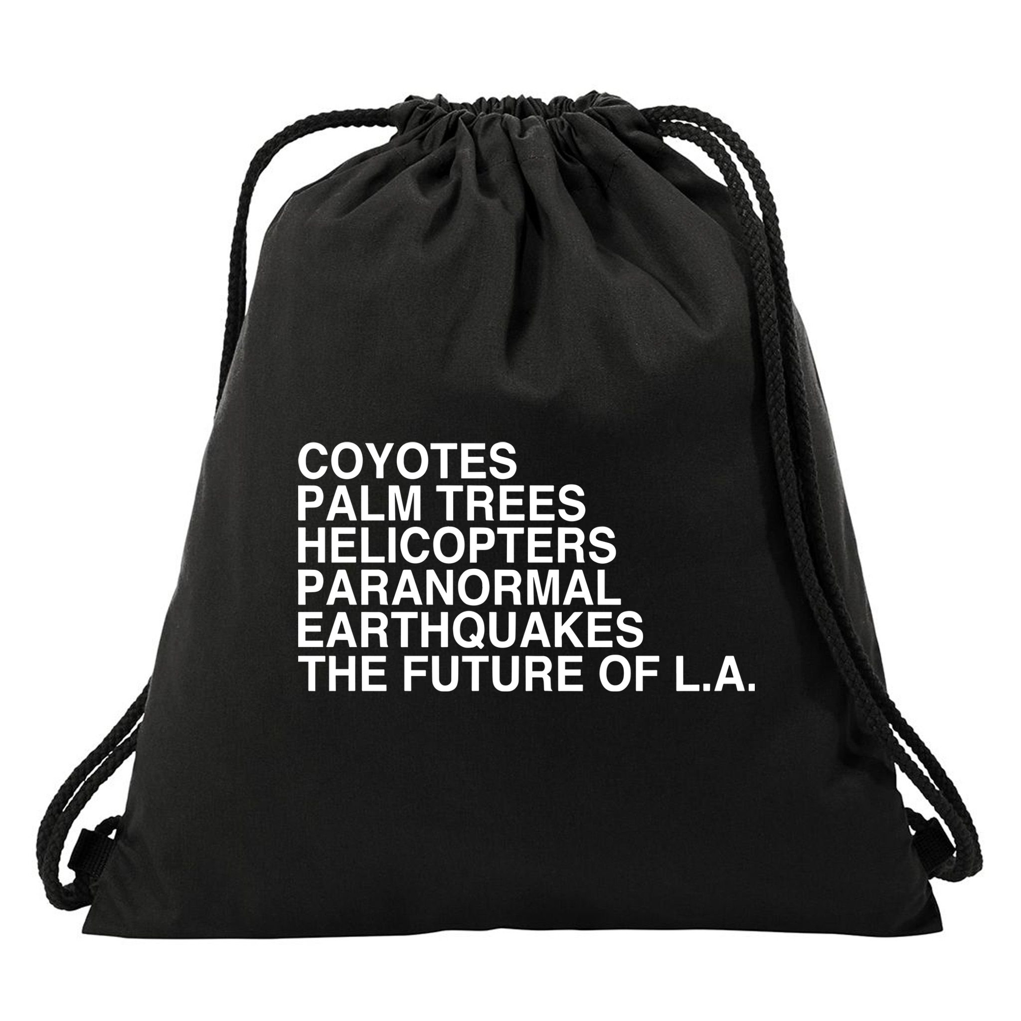 John Mulaney Coyotes Palm Trees Helicopters Paranormal Earthquakes The Future Of Drawstring Bag